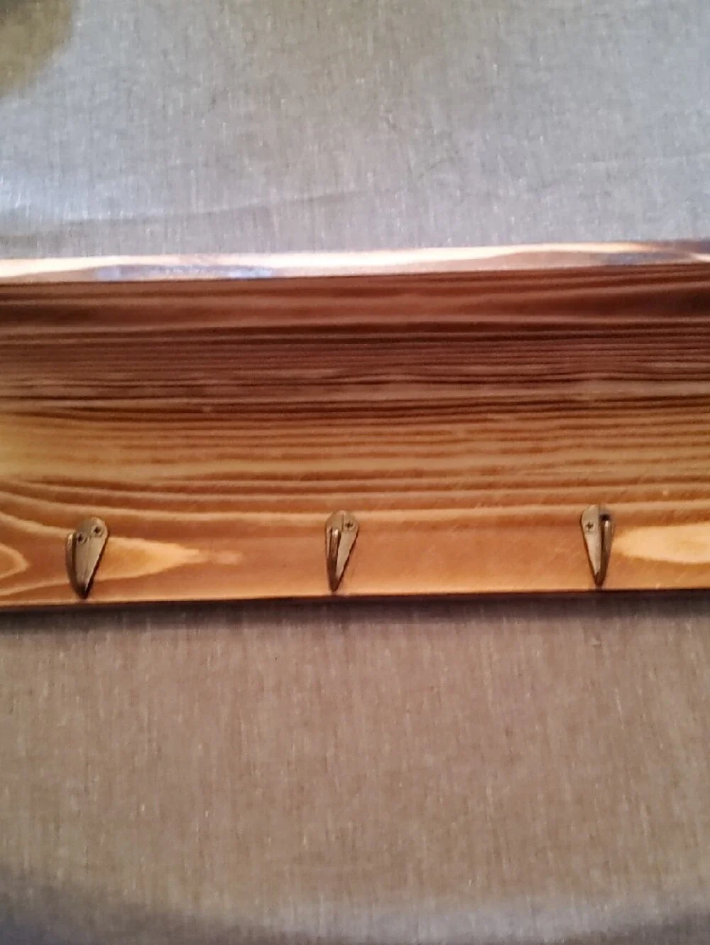 Source Unknown Wooden Wall Hook Rack in Brown and Brass